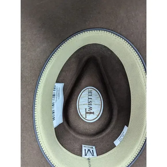 Women's Twister Pinch Front Felt Hat Brown Wool Size M NWT - Picture 7 of 10